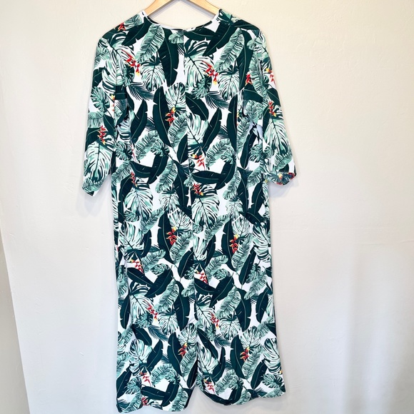 Rachel Zoe NWT Tropical Banana Leaf Pattern Open Front Semi Sheer Duster Kimono - Picture 8 of 16